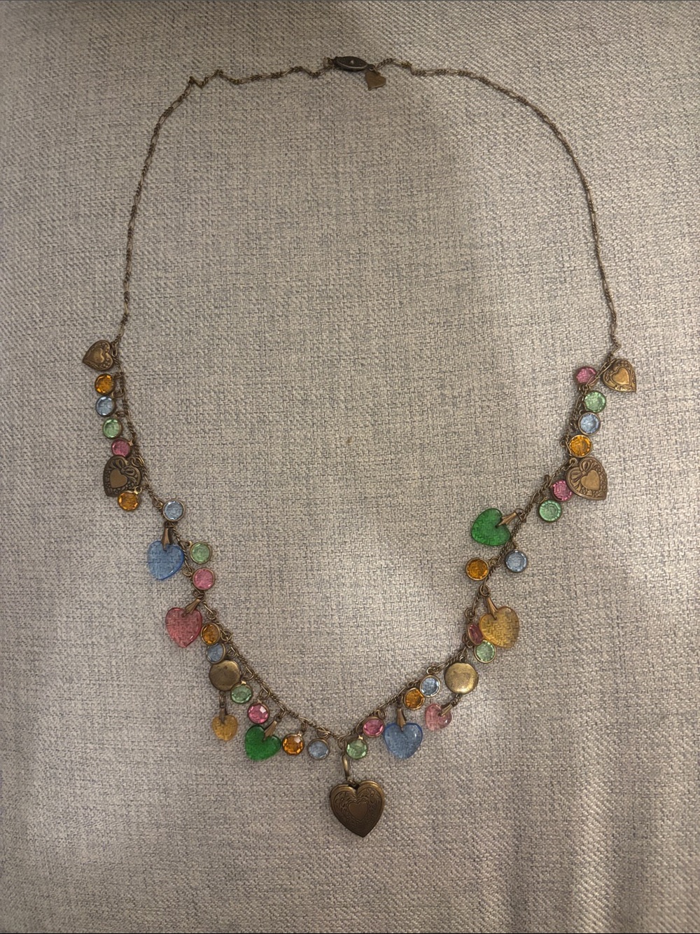 Glass Works Studio multicolor Heart LOCKET  Charm Necklace Rare